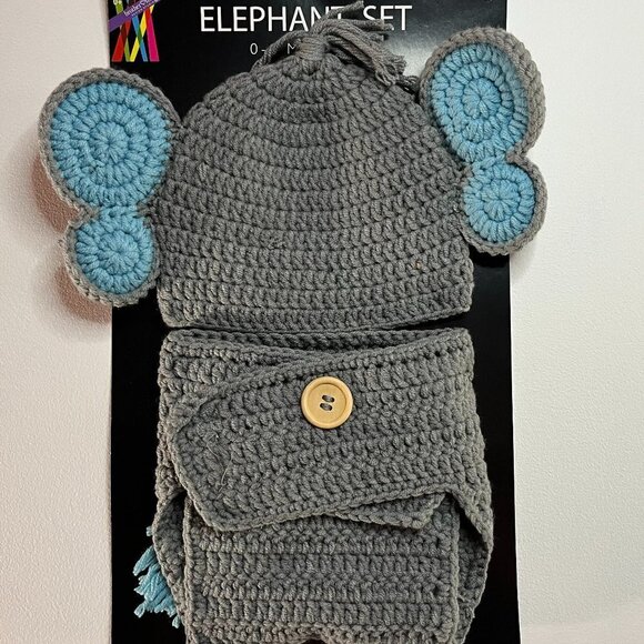 Brother Sister Design Studio Crochet Baby Elephant Newborn Set - NWT - Picture 2 of 3